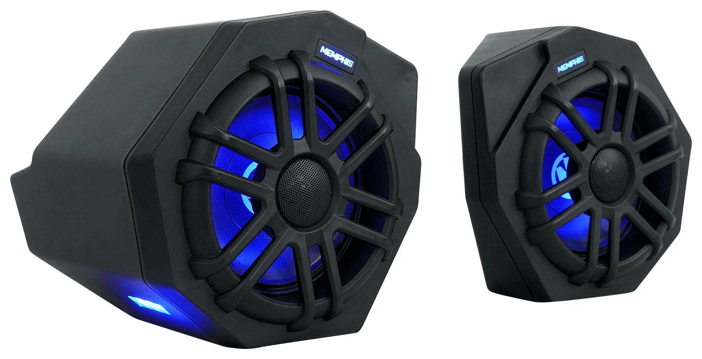 (2) Memphis CANAMX365FE Speakers+Pods+LED Tower Speakers+Amp For 2017+ Can Am X3