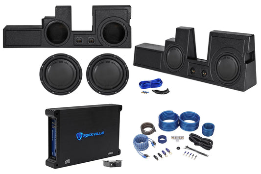 (2) 12" Polk Audio Subwoofers+Box+Amp+Wires For 2000-2016 Ford F250/350/450