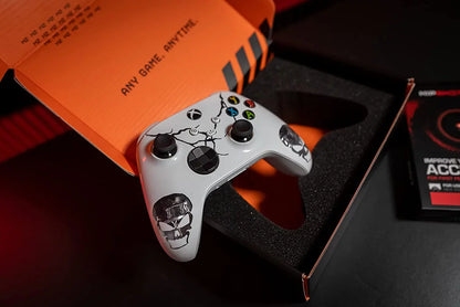 "Skulls White" Xbox One S UN-MODDED Custom Controller Unique Design (with 3.5 jack)